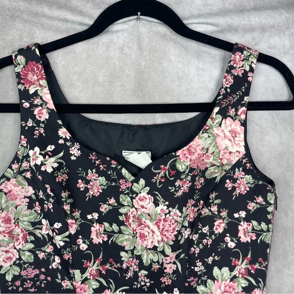 VTG Laura Ashley Made In Great Britain Floral Print Mini Dress In Black Sz US 6 - Picture 6 of 6